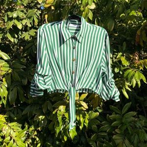Faithfull the brand striped cropped blouse